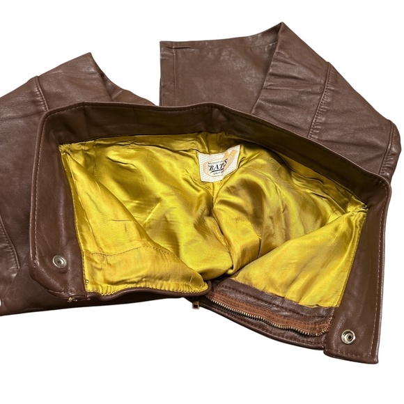 Vintage Bates of California Brown Leather Satin Lined Straight Pants Womens 28 - Picture 13 of 15